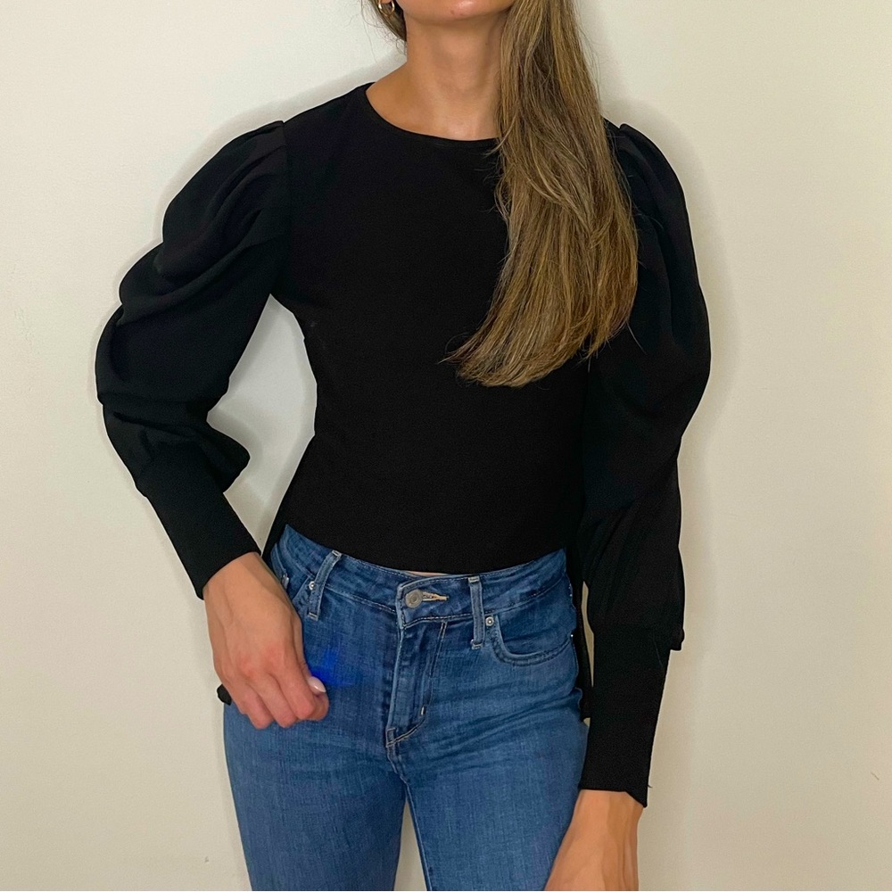 Lulus Black Puff Sleeve Top
